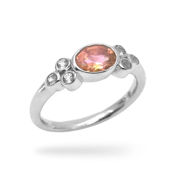 Silver ring tourmaline, topaze Marta